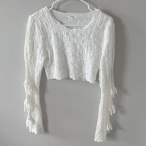 Tularosa White Lace Blouse with Tie Details